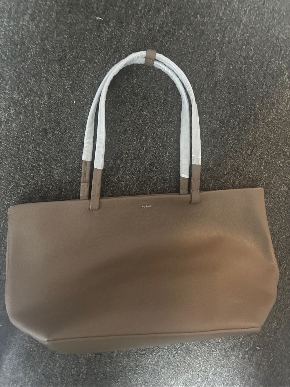 Designer Style Taupe Gray Cowhide Leather Large Tote Bag from The R w/ liner